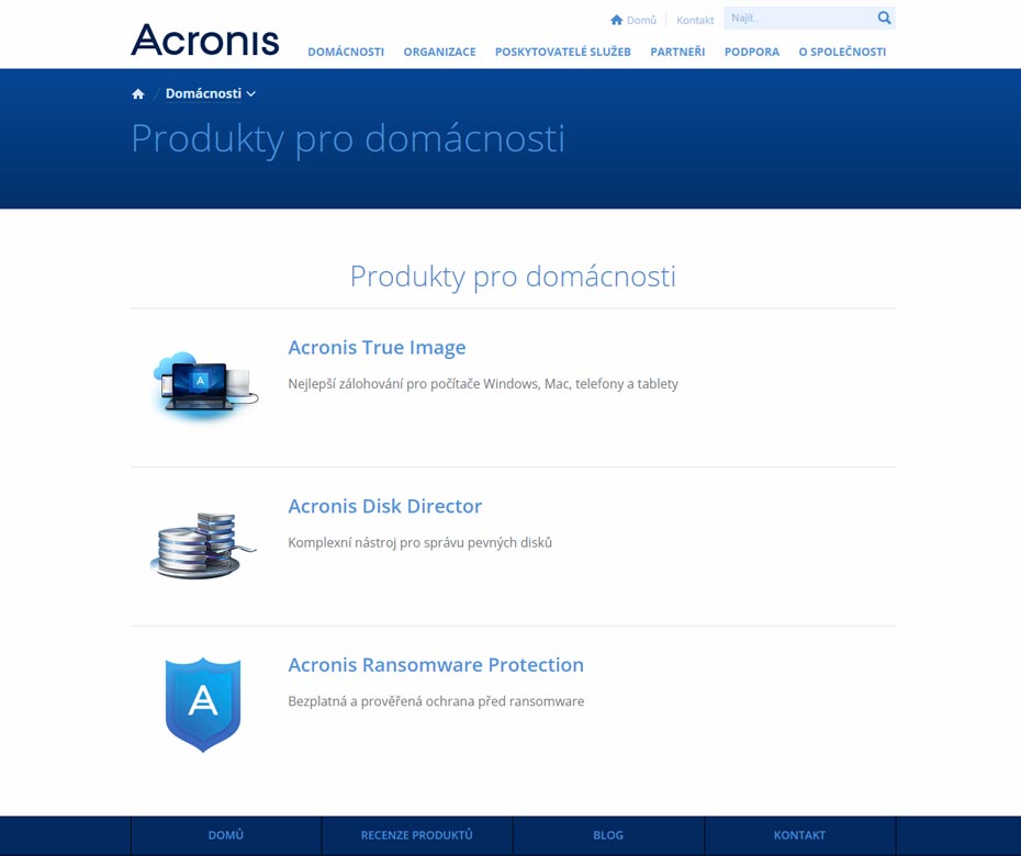 Acronis website preview
