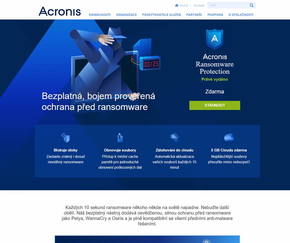 Header on website Acronis